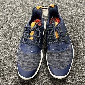 PUMA GOLF Men's Ignite Nxt Lace Golf Shoe 7 Peacoat-puma Team Gold-puma White